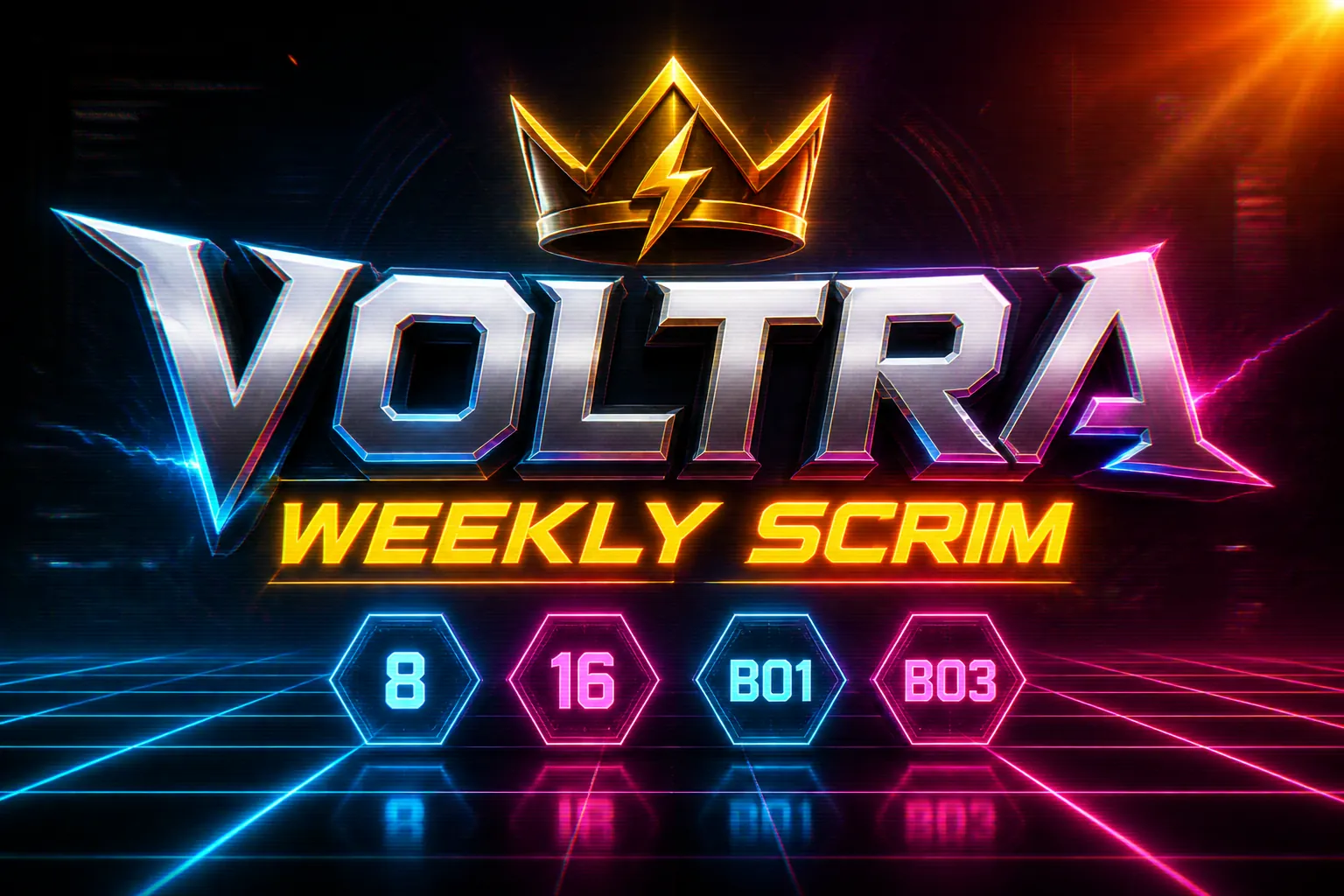 Voltra weekly scrim broadcast poster